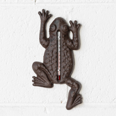 Gusseisen Wandthermometer Frosch Außen Garten Dekoration Kunst Gewächshaus