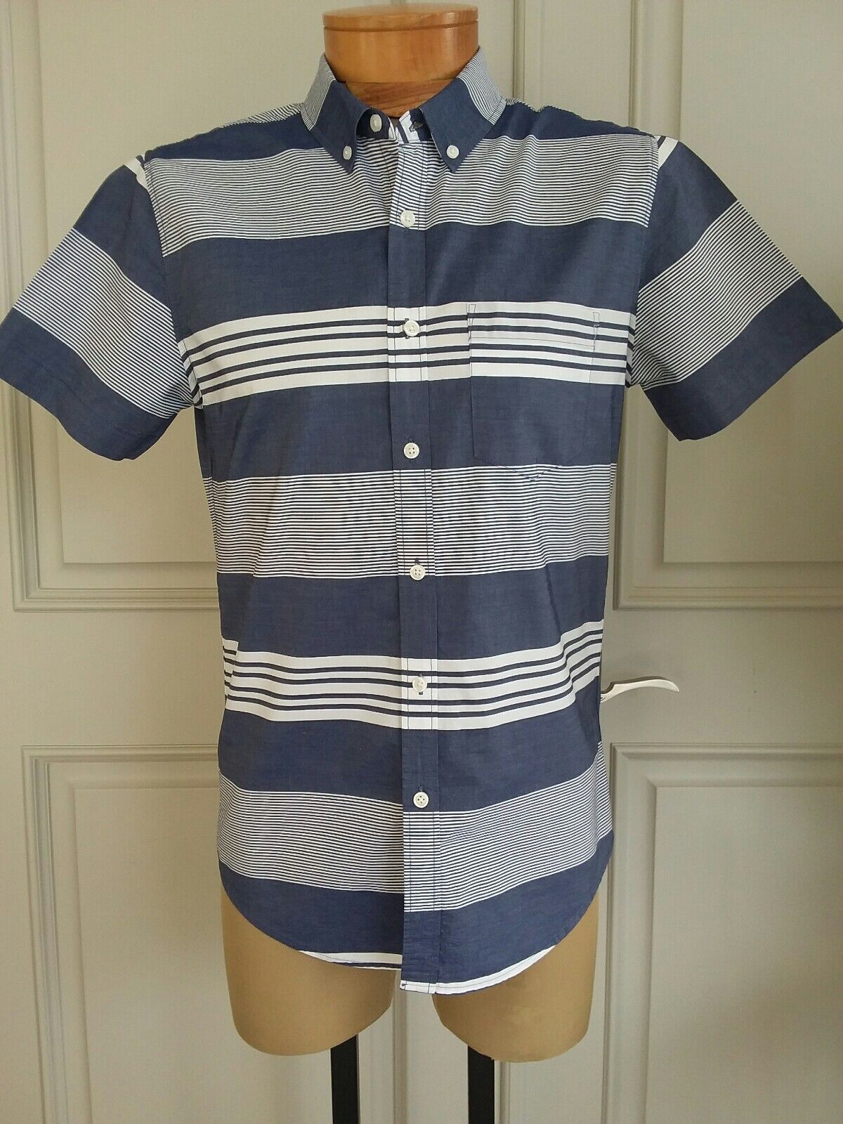21 men horizontal striped short sleeve button down shirt top sz S