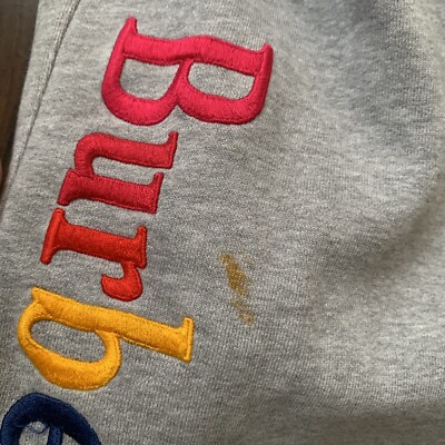 Burberry Rainbow Embroidered Logo Cotton Sweatpants Gray Burberry Rainbow Embroidered Logo Cotton Sweatpants Gray