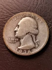 1936 D  U.S. Washington Quarter Silver 25 Cents Coin