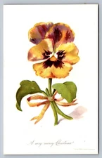 3 XMAS CARDS 1894 RARE LOUIS PRANG ANTHROPOMORPHIC FANTASY PANSY FLOWERS