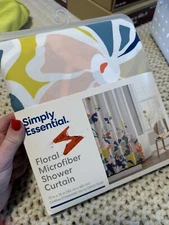 Simply Essential Floral Microfiber Shower Curtain New 72" X 72"