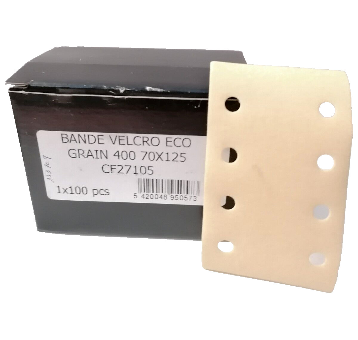 Papier de ponçage 70x125mm grain P400 perforé 8 trous pour carrosserie et bois