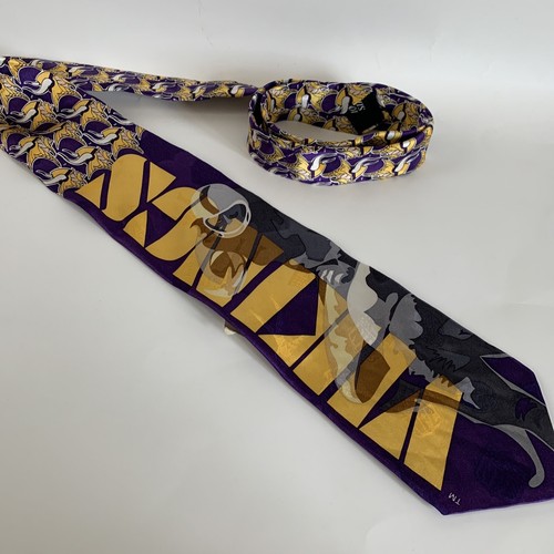 Vintage Minnesota Vikings Team NFL Men’s Neck Tie 100% Silk Purple & Gold NWT! - Picture 12 of 14