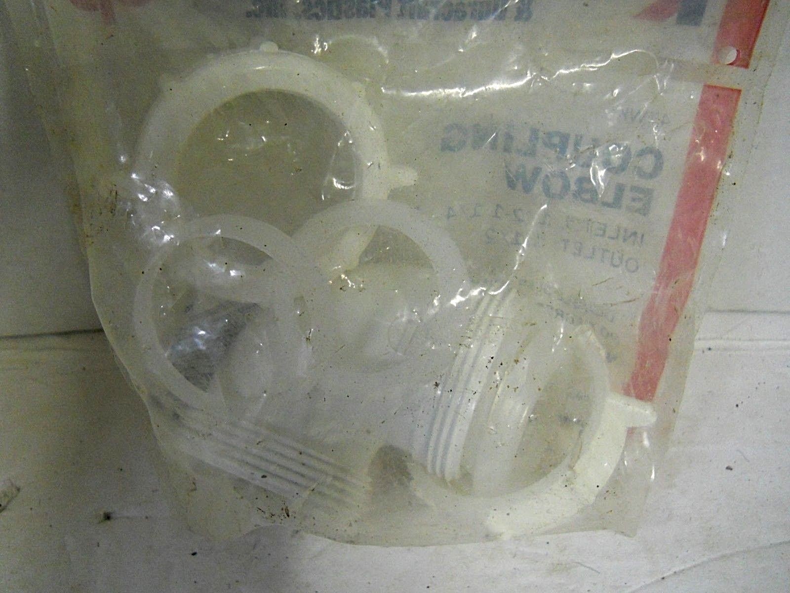 Coupling Elbow Double Slip Joint 90 Degree White PVC Plastic w/ Nuts