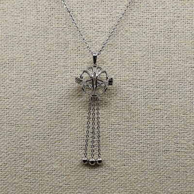 925 Silver Essential Oil Diffuser Pendant w/ Necklace, 3-D Sphere, Aromatherapy 