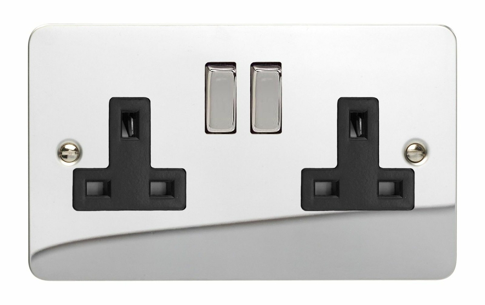 Varilight XFC5DB Ultraflat Polished Chrome 2 Gang Double 13A Plug Socket