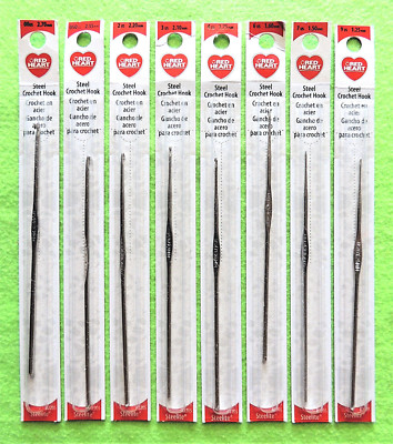 5'' Coats & Clark Steelite Crochet Hooks US 0S0, 00, 2, 3, 4, 6, 7 or 9 Red Heart