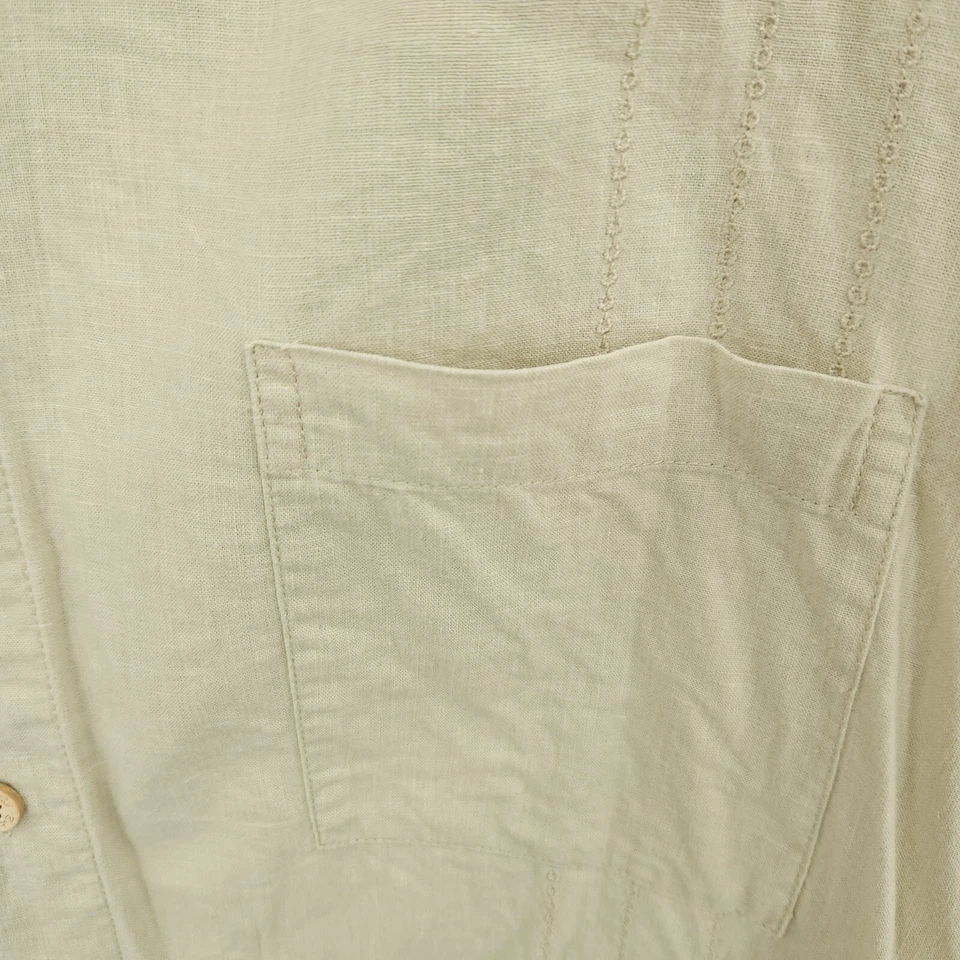 Batik Bay Shirt Mens XL Green Button Up Washable Linen Short Sleeve Outdoors - Image 4 of 4