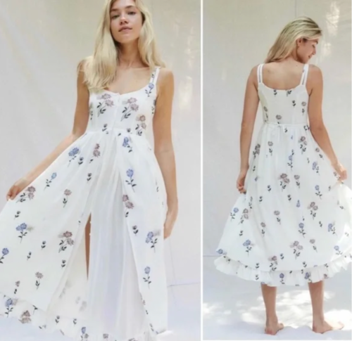 CHRISTY DAWN Nicks Midi Dress Size XS Falling Daises White Embroidered Floral