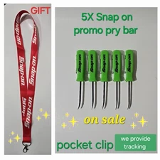 5X Green Snap on tools Promo PRY BAR screwdrivers per order pocket Clip NEW+GIFT
