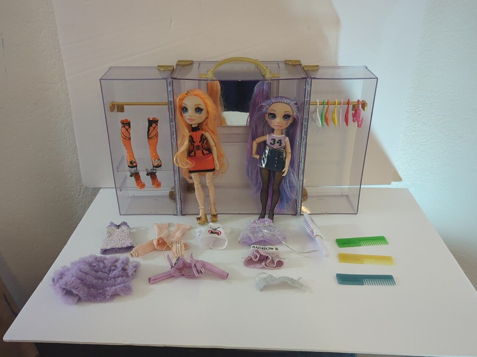 Rainbow High Fashion Closet Lot 2 Dolls and Accessories Lot Great Quality