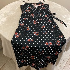 PHILOSOPHY Women Black Polka Dot Wrap Around Fit & Flare Dress Size 10