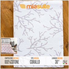 COPRILETTO ESTIVO PER MATERASSO SINGOLO IN COTONE RICAMATO - CORALLO GRIGIO