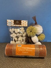 Colorful lot of Mini Pumpkins Fall Decor Var. of Pumpkins Cotton Ribbon
