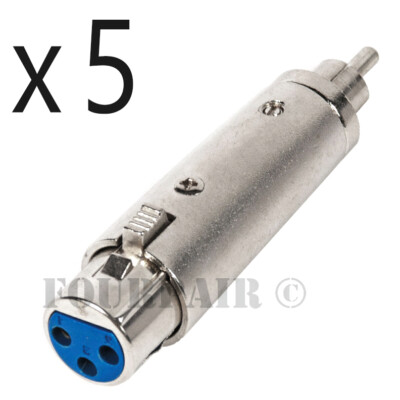 5 Pack - 3-Pin XLR Female to RCA Male Plug Audio Cable Microphone Mic Adapter