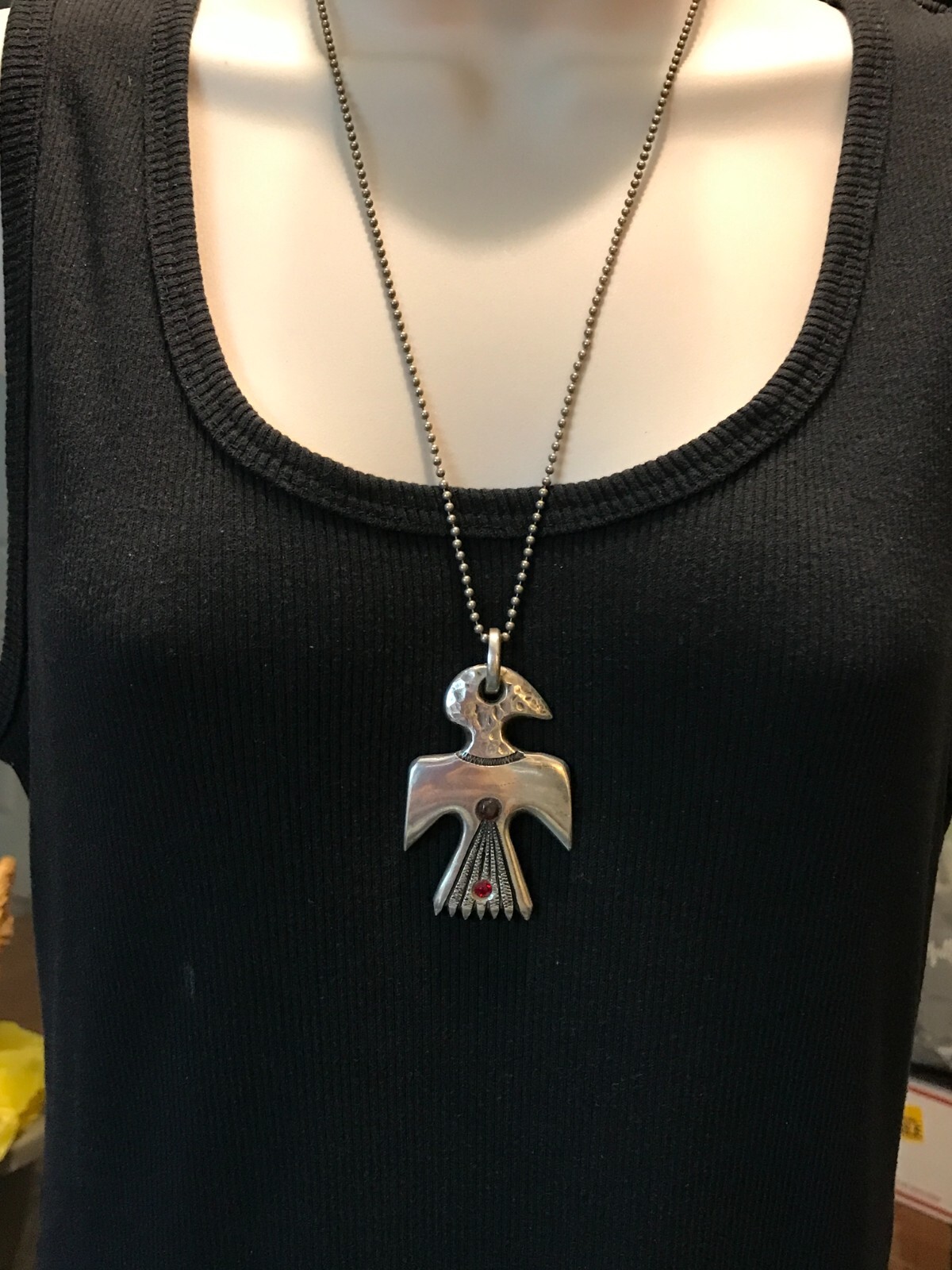 Heavy Solid Silver Hand Crafted Thunderbird Penda… - image 13