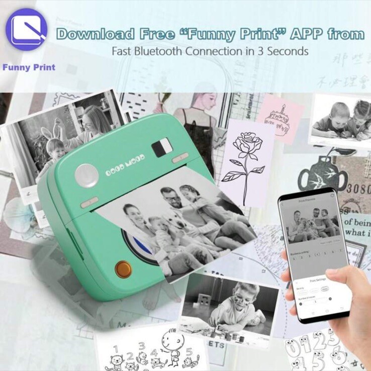 Portable Mini Sticker Photo Printer for iOS and Android