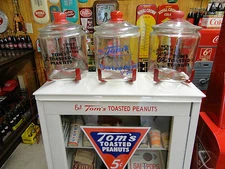 TOMS PEANUT SLANT FRONT CABINET TOP COOKIE JAR 3 PIECE TOP  BRACKETT SET FOR