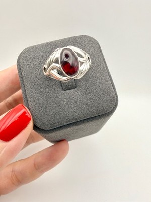 Vintage Soviet 916 silver ring with corundum. Women's jewelry USSR.Size-8,5.