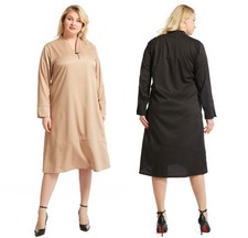 Eid New Loose Women Abaya Muslim Elegant Full Sleeves V-Neck Kaftan Long Dress