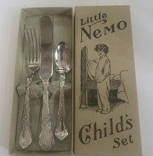 Antique Little Nemo Child s Set Flatware In Original Presentation Box No