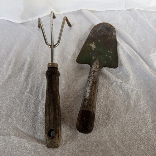 Primitive Looking Garden Tools Set of Two Spade and Digger Usable Decoration