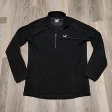 Arc’Teryx Men’s Large Black Quarter Zip Pull Over Thermal Waffle Knit EUC