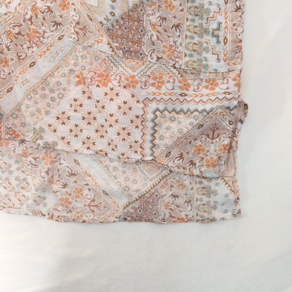 Final Touch Tan Boho Patchwork Tunic Top Size S - image 5