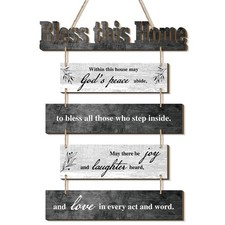 Bless This Home Wall Decor Religious House Warming Gift Farmhouse Wooden God ...