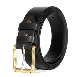 Men Full Grain Buffalo Leather Belt USA Amish Made Heavy Duty Replaceable Buckle