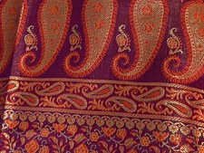 Satin/Silk  Dupatta/Shawl Stunning Shades of Paisley Elegance Fringe 44"x80"