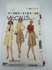 Vintage McCall's pattern 7461 women's skirt jacket shirt size 18 *UNCUT*