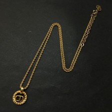EGA Christian Dior CD Logo Twist Circle Gold Tone Pendant Necklace/7BL0560