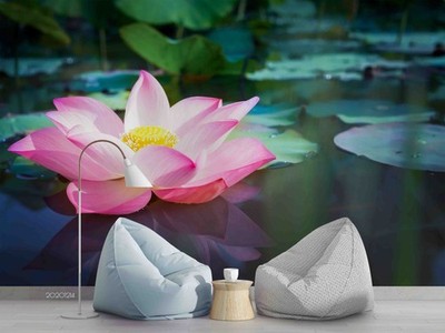3D Nature Pink Lotus Self-adhesive Removeable Wallpaper Wall Mural 101