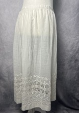 Antique Vintage 1910s Edwardian White Cotton Petticoat Midi Slip Cutwork Lace M