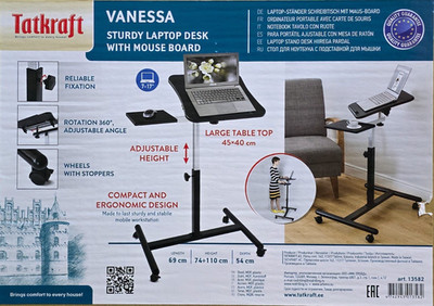 Tatkraft Vanessa Laptop Tisch höhenverstellbar mit Mausablage Rollen NEU