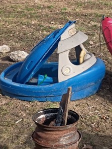 Blue sandbox boat
