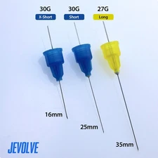 27G, 30G, 30G-XS Dental Plastic Hub Needles Self-Threading Tri-Bevel Point