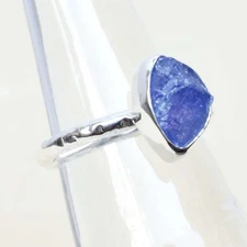 Natural Raw Tanzanite Ring 925 Sterling Silver Birthstone Tanzanite Ring-RR017