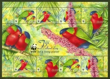 Fiji Scott# 1286, WWF - Birds / Collared Lory 2012 VF MNH Sheet of 8 SCV: $18.00