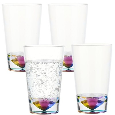 Rainbow Acrylic Drinking Glasses (Set of 4), Water Cups, Plastic Tumblers, Re...