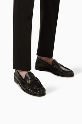 SAINT LAURENT Le Loafer Monogram Logo-Appliquéd Leather Penny Loafers 44 1/2