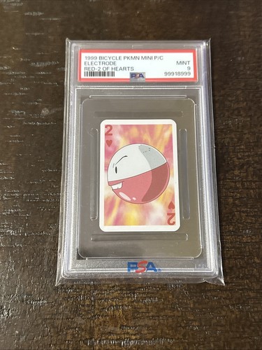 1999 BICYCLE POKEMON MINI PLAYING CARDS RED DECK ELECTRODE 2 OF HEARTS PSA 9
