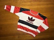 Vintage Adidas trefoil 80s Striped Sweatshirt Sz XL Hip Hop Retro BOXY FIT