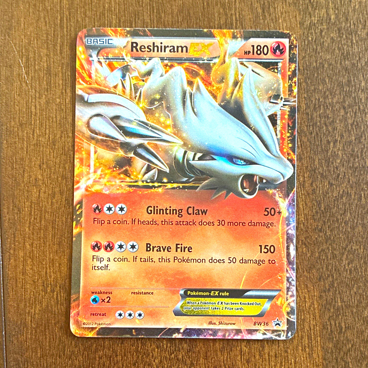 Pokemon TCG Reshiram EX Black & White BW36 Holo Promo Basic 180 HP EN 2012