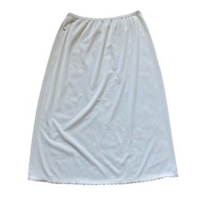 Vintage Shadowline Size L White Half Slip Nylon with Lace Trim USA Made