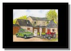 Morris Minor Saloon und Massey Ferguson Traktor gerahmtes Bild kostenloser Versand UK