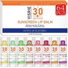 SPF 30 Lip Balm with Sunscreen, Bulk Travel Size-64 64 Count 