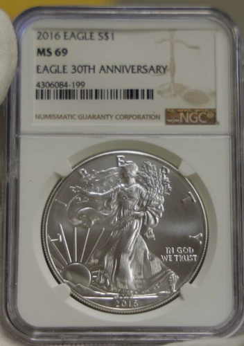 2016 US Silver Eagle $1 NGC MS69  30th Anniversary